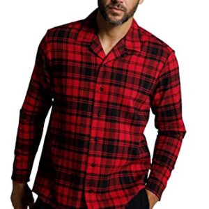 JP 1880 Menswear Big & Tall Plus Size L-8XL Check Print Flannel Pajama Top Burgundy red XXXX-Large 796639540