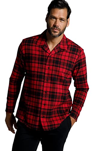 JP 1880 Menswear Big & Tall Plus Size L-8XL Check Print Flannel Pajama Top Burgundy red XXXX-Large 796639540