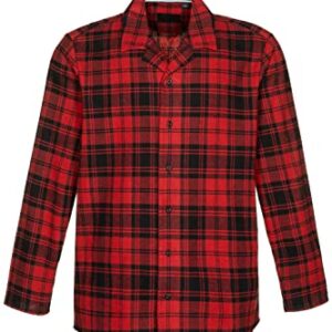 JP 1880 Menswear Big & Tall Plus Size L-8XL Check Print Flannel Pajama Top Burgundy red XXXX-Large 796639540