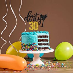 WeBenison Dirty 30 Cake Topper 30th Birthday Cake Supplies Boy or Girl Dirty Thirty Birthday Party Decorations Black Gold Glitter