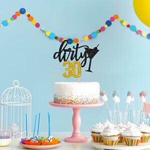 WeBenison Dirty 30 Cake Topper 30th Birthday Cake Supplies Boy or Girl Dirty Thirty Birthday Party Decorations Black Gold Glitter