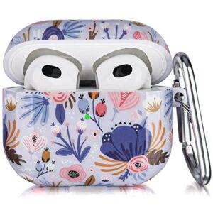 airpods 3rd generation case, cagos cute airpod gen 3 case floral hard protective cover for women girls compatible with apple ipod 3rd generation charging case (light blue)