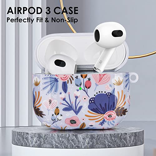Airpods 3rd Generation Case, CAGOS Cute Airpod Gen 3 Case Floral Hard Protective Cover for Women Girls Compatible with Apple iPod 3rd Generation Charging Case (Light Blue)