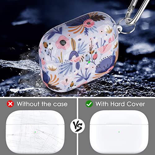 Airpods 3rd Generation Case, CAGOS Cute Airpod Gen 3 Case Floral Hard Protective Cover for Women Girls Compatible with Apple iPod 3rd Generation Charging Case (Light Blue)