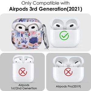 Airpods 3rd Generation Case, CAGOS Cute Airpod Gen 3 Case Floral Hard Protective Cover for Women Girls Compatible with Apple iPod 3rd Generation Charging Case (Light Blue)