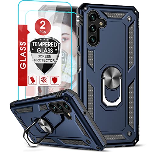 LeYi for Samsung A13 5G Case, A 13/A04S/ A04 Phone Case with Stand and [2 Pack] Tempered Glass Screen Protectors, [Military-Grade] Rugged Case Cover with Magnetic Ring Galaxy A13 5G/ A04S/ A04, Blue