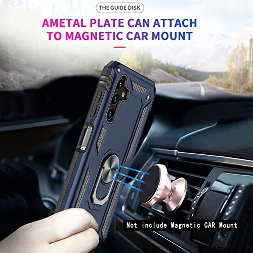 LeYi for Samsung A13 5G Case, A 13/A04S/ A04 Phone Case with Stand and [2 Pack] Tempered Glass Screen Protectors, [Military-Grade] Rugged Case Cover with Magnetic Ring Galaxy A13 5G/ A04S/ A04, Blue