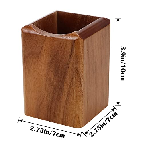 Wooden Pen Box Desktop Stationery Organizer Creative Simple Solid Natural Wood Pencil Holder for Office Supplies (Black Walnut)