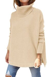 lillusory clothes sweaters for women 2023 outfit clothing long batwing sleeve spilt hem tunic pullover sweater knit tops apricot