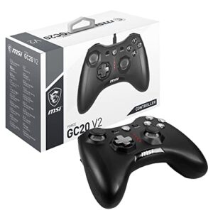 msi gaming wired dual vibration gaming controller for pc and android (force gc20 v2)