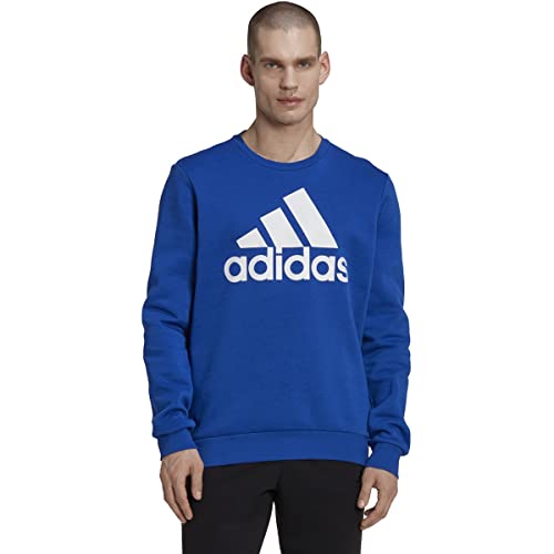 adidas Men's Essentials Big Logo Fleece Sweatshirt, Team Royal Blue/White, Large