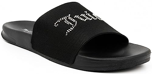 Juicy Couture Women's WayCool Womens Slide Sandals, Beach Sandal, Flip Flops, Size 6 Black