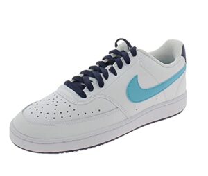 nike men's court vision low sneaker, white/turquoise blue/blue void, 10.5