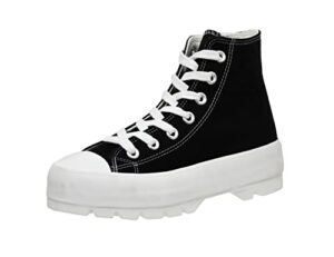 cushionaire women's vespa high top canvas sneaker +memory foam and side zipper, black/white 11