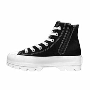 CUSHIONAIRE Women's Vespa high top Canvas Sneaker +Memory Foam and Side Zipper, Black/White 11