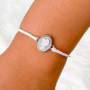 Pura Vida Silver-Plated Disney Cinderella Cameo Charm Bracelet - Adjustable Band, Brand Charm - White