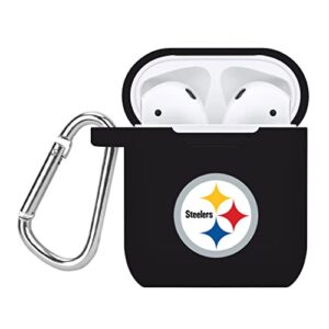 game time silicone case cover compatible with apple airpods gen 1&2 (pittsburgh steelers black/color logo)