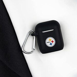 GAME TIME Silicone Case Cover Compatible with Apple AirPods Gen 1&2 (Pittsburgh Steelers Black/Color Logo)