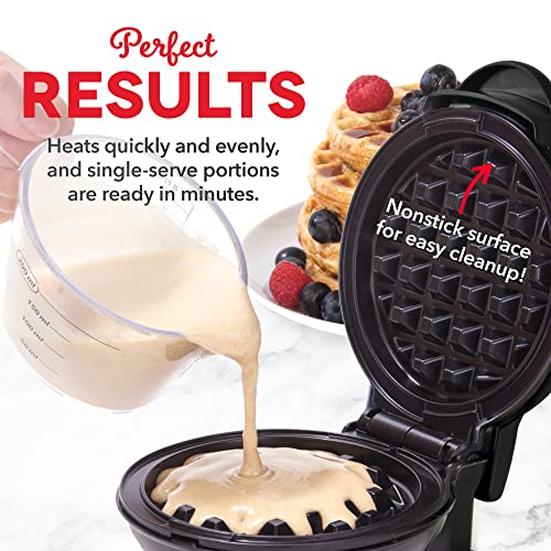 DASH Mini Waffle Maker (2 Pack) for Individual Waffles Hash Browns, Keto Chaffles with Easy to Clean, Non-Stick Surfaces, 4 Inch, Black