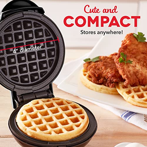 DASH Mini Waffle Maker (2 Pack) for Individual Waffles Hash Browns, Keto Chaffles with Easy to Clean, Non-Stick Surfaces, 4 Inch, Black