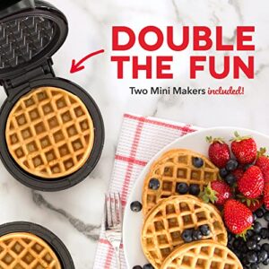 DASH Mini Waffle Maker (2 Pack) for Individual Waffles Hash Browns, Keto Chaffles with Easy to Clean, Non-Stick Surfaces, 4 Inch, Black