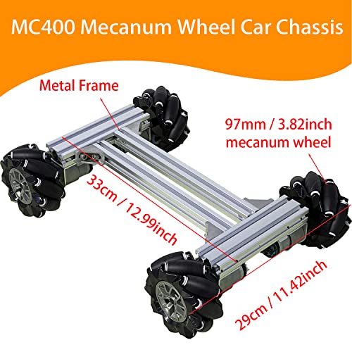 Mecanum Wheel 4wd Metal Robot Car Chassis Remote Control Learning Kit for Arduino Raspberry Pie Microbit with DC Encoder Motor, DIY Steam AGV ROS AI Move Education Platform Robotic Functional Model