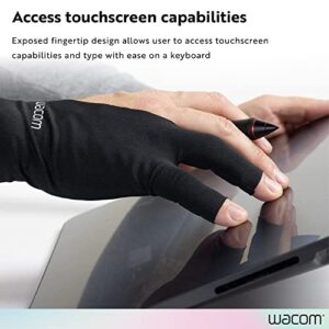 Wacom Drawing Glove, Two-Finger Artist Glove for Drawing Tablet Pen Display, 90% Recycled Material, eco-Friendly, one-Size (1 Pack), Black