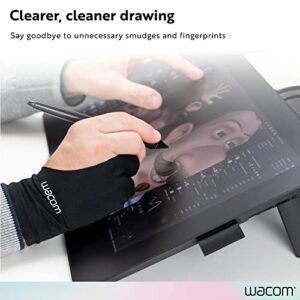 Wacom Drawing Glove, Two-Finger Artist Glove for Drawing Tablet Pen Display, 90% Recycled Material, eco-Friendly, one-Size (1 Pack), Black