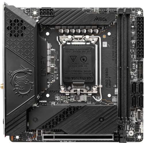 MSI MEG Z690I Unify Gaming Motherboard (Mini ITX, 12th Gen Intel Core, LGA 1700 Socket, DDR5, PCIe 5, 2.5G LAN, M.2 Slots, Wi-Fi 6E)