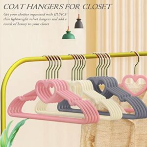 JIUXCF Velvet Hangers 20 Pack, 16" Non Slip Adult Hangers, Slim Clothes Hanger with 360 Degree Swivel Hook - Durable & Cute for Coats, Shirts, Dress (Mix Color)