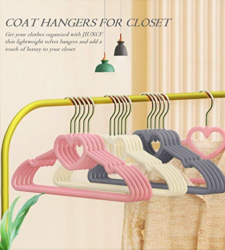 JIUXCF Velvet Hangers 20 Pack, 16" Non Slip Adult Hangers, Slim Clothes Hanger with 360 Degree Swivel Hook - Durable & Cute for Coats, Shirts, Dress (Mix Color)