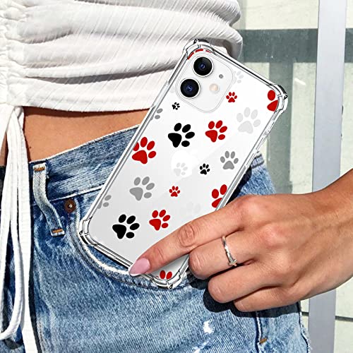 LuGeKe Dog Paw Print Case for iPhone 13 Mini,Puppy Paw Clear Soft TPU Flexible Full-Body Airbag Shockproof Case Cover for Girls Boys Kids,Transparent Anti-Scratch Bumper Protection Phone Case