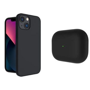 ornarto iphone accessories bundle | shockproof iphone 13 mini case & airpods pro case[front led visible] - black