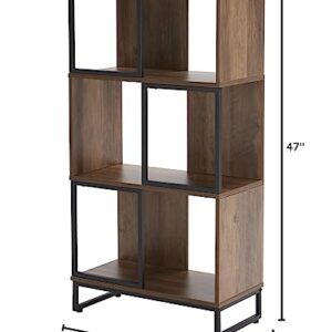 EAST OAK Bookshelf 3-Tier Bookshelves Wood Storage Shelves, Etagere Open Bookcase with Metal Frame, Multifunctional Free Standing Shelf Organizer with Anti-Tip Design & Adjustable Feet for Home Office