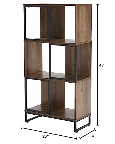 EAST OAK Bookshelf 3-Tier Bookshelves Wood Storage Shelves, Etagere Open Bookcase with Metal Frame, Multifunctional Free Standing Shelf Organizer with Anti-Tip Design & Adjustable Feet for Home Office