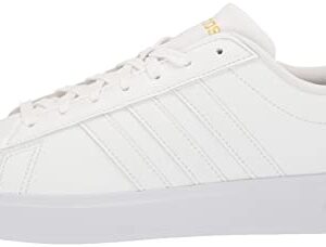 adidas womens Grand Court 2.0 Tennis Shoe, Ftwr White/Ftwr White/Gold Metallic, 8 US