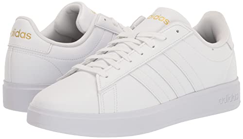 adidas womens Grand Court 2.0 Tennis Shoe, Ftwr White/Ftwr White/Gold Metallic, 8 US