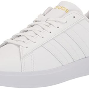 adidas womens Grand Court 2.0 Tennis Shoe, Ftwr White/Ftwr White/Gold Metallic, 8 US