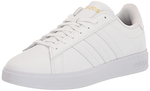 adidas womens Grand Court 2.0 Tennis Shoe, Ftwr White/Ftwr White/Gold Metallic, 8 US