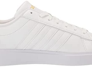 adidas womens Grand Court 2.0 Tennis Shoe, Ftwr White/Ftwr White/Gold Metallic, 8 US