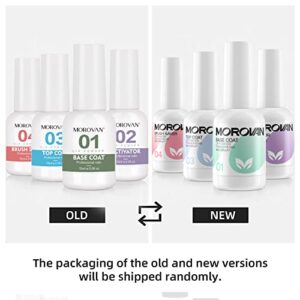 Morovan Dip Powder Liquid Set with Activator Base Top Coat and Dipping Powder Brush Saver 4pcs 0.5oz for Dip Powder Nail Kit