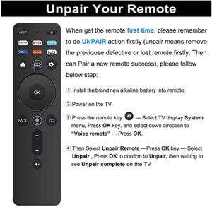 New Replacement Voice Remote Control XRT260 fit for Vizio V-Series and M-Series 4K HDR Smart TV with Shortcut App Keys Peacock Netflix PrimeVideo Disney+ Crackle TUBI Watchfree （Version 2）