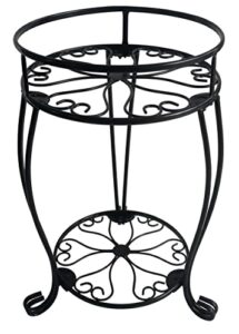 noamoo 19.3inch tall metal plant stand, 2 tier potted plant shelf for indoor outdoor, flower pot holder for corner living room patio balcony garden, kitchen and bathroom display rack,black