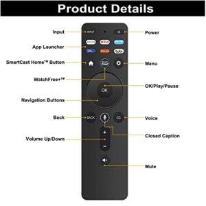 New Replacement Voice Remote Control XRT260 fit for Vizio V-Series Smart TV V756-J03 V756x-J03 V505C-J09 V705-J01 V705x-J03 V705-J03 V755-J04 V435-J01 V505-J01 V505-J09 V555-J01 V585-J01 V706-J03