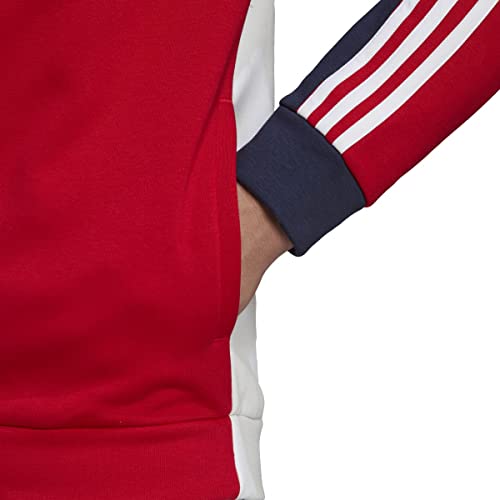 adidas Men's Essentials Colorblock Full Zip Hoodie, Ink/Scarlet, Small