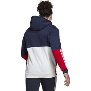 adidas Men's Essentials Colorblock Full Zip Hoodie, Ink/Scarlet, Small