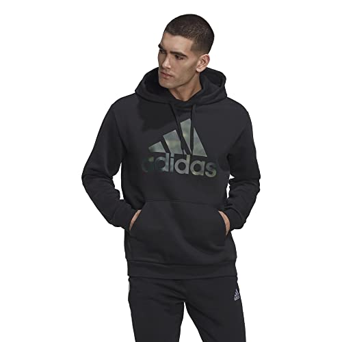 adidas Men's Essentials Camouflage Printed French Terry Hoodie, Black, X-Large