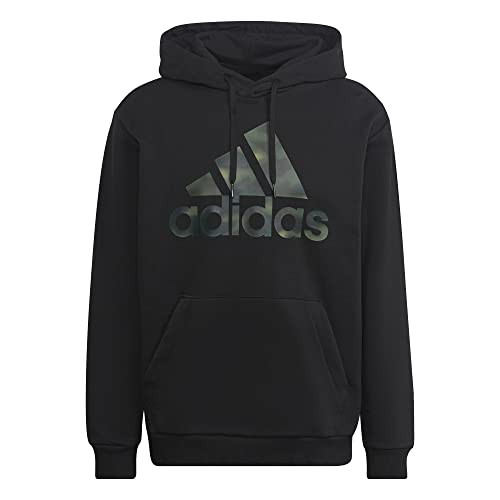 adidas Men's Essentials Camouflage Printed French Terry Hoodie, Black, X-Large