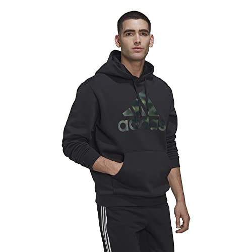 adidas Men's Essentials Camouflage Printed French Terry Hoodie, Black, X-Large