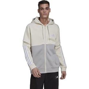 adidas Men's Essentials Colorblock Full Zip Hoodie, Alumina/Solid Grey, X-Large